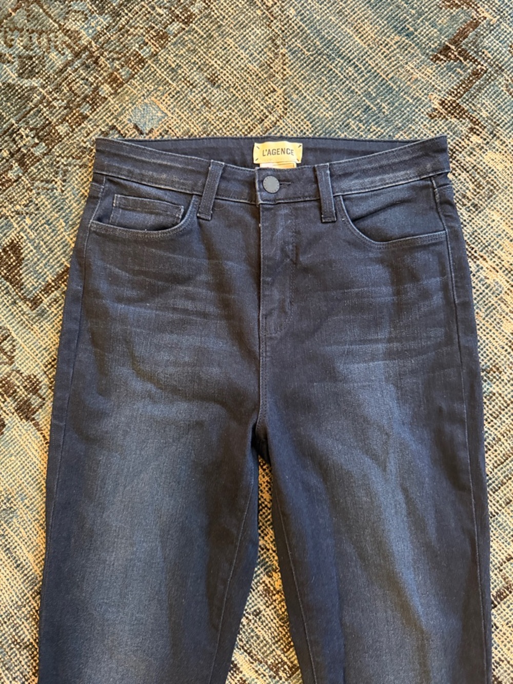 L'AGENCE Blue Skinny Jeans with Faded Wash